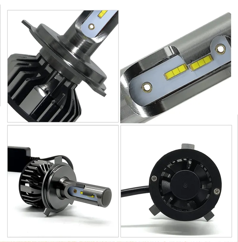 Комплект Умалени Мини Лед Led Диодни Крушки F2 H3 12V 24V 72W 10000lm За Фарове Can Bus без Грешки - 4