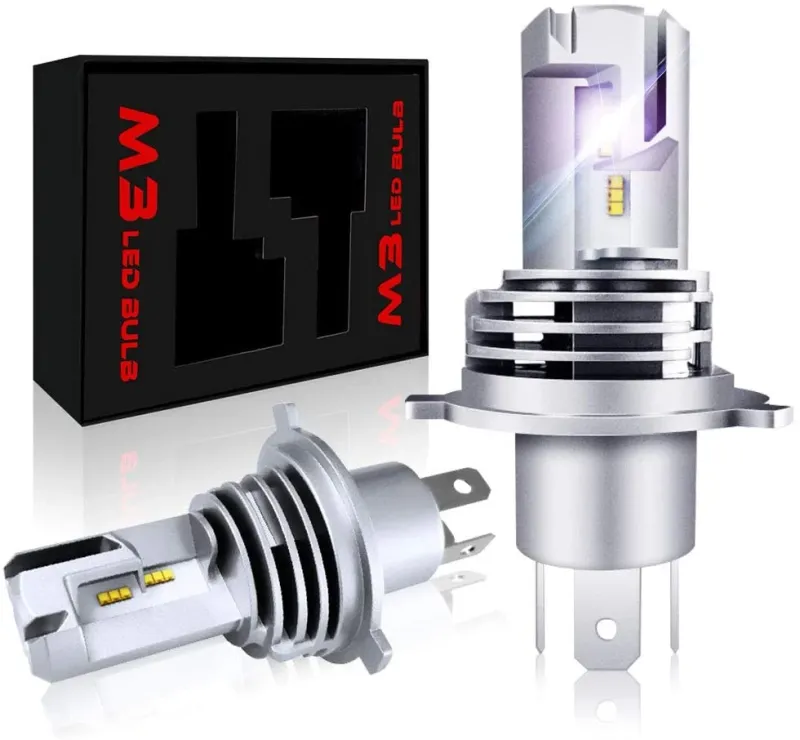 Комплект Умалени Мини Лед Led Диодни Крушки М3 H4 Х4 9V 12V 24V 50W 5000lm за фарове - 3