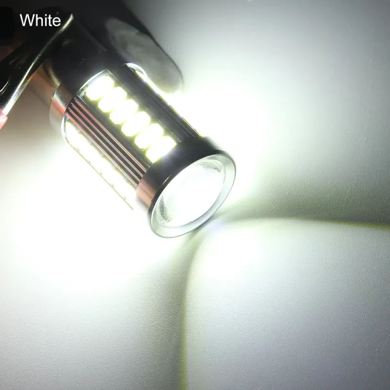 LED Лед Крушки, 33 SMD, С Лупа, BA15S 1156 (P21W), BAU15S 1156 (PY21W), 12V, Бяла, Оранжева, Червена Светлина - 6