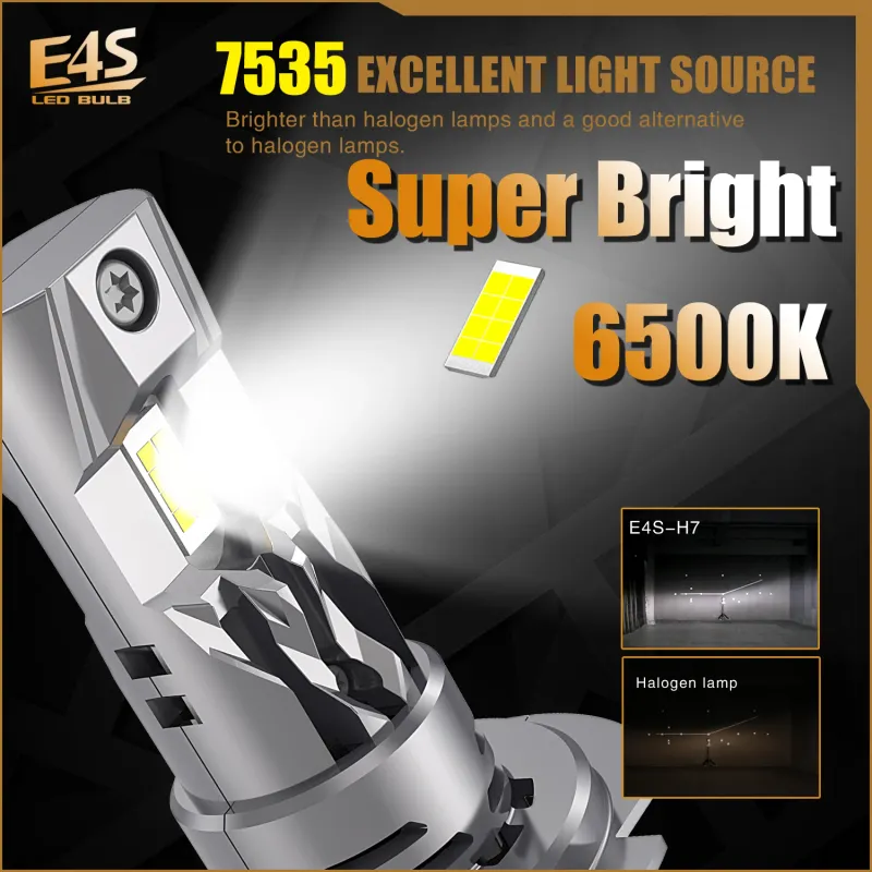 Комплект от 2 броя Умалени Мини Лед Led Диодни Крушки E4S H7 H18 Х7 Х18 12V 50W 15000lm за Автомобил Мотоциклет Трактор Камион Бус и др. - 10