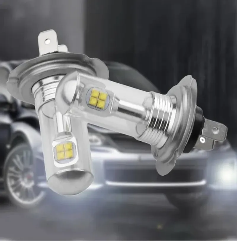 Комплект от 2 броя ЛЕД LED крушки за фарове H7 Х7 12V-24V Бели 6000k - 1