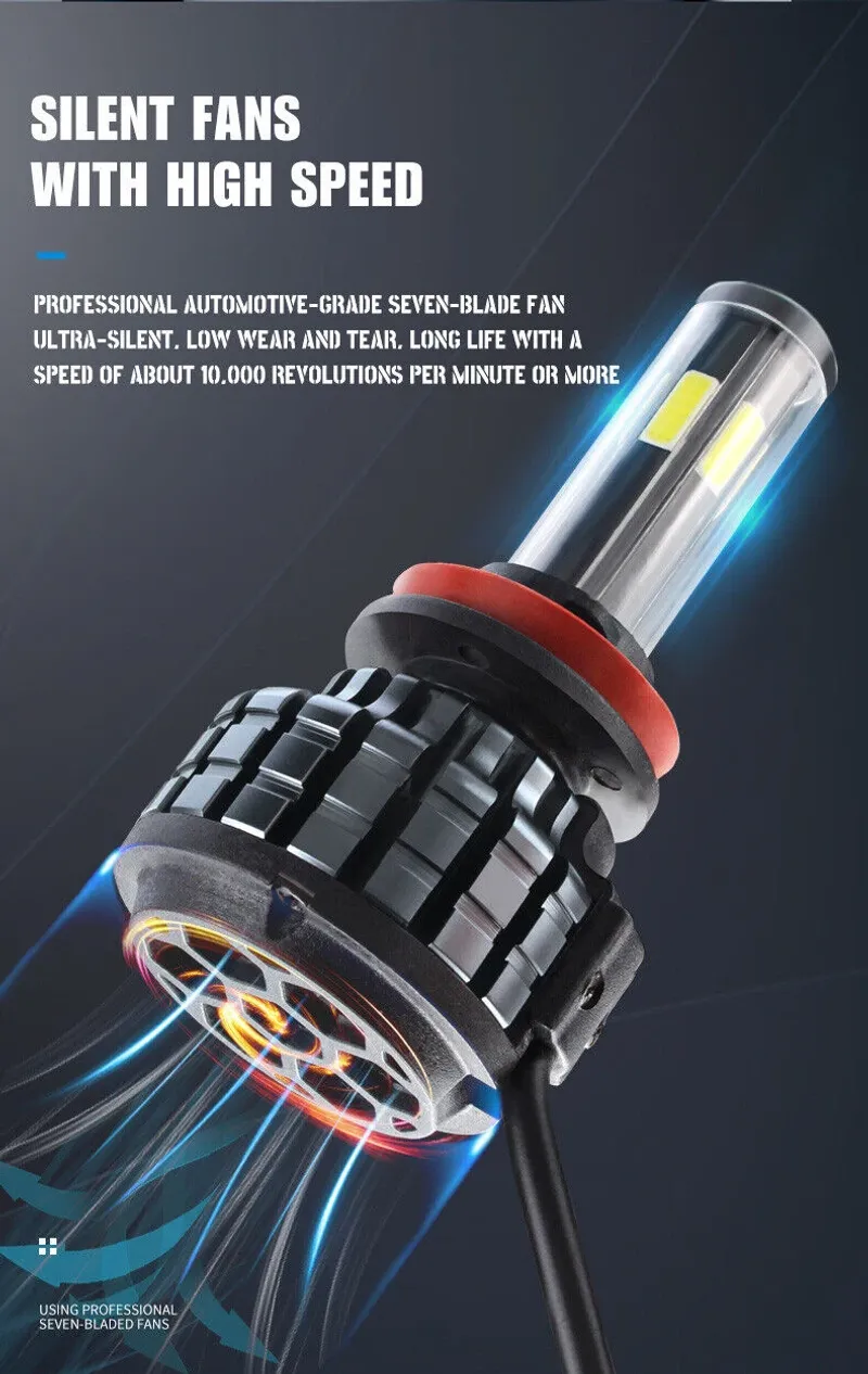 Комплект 360° градуса COB LED ЛЕД Диодни Крушки H4 Х4 12V 80W 16000lm За Фарове Canbus без Грешки къси/дълги - 1