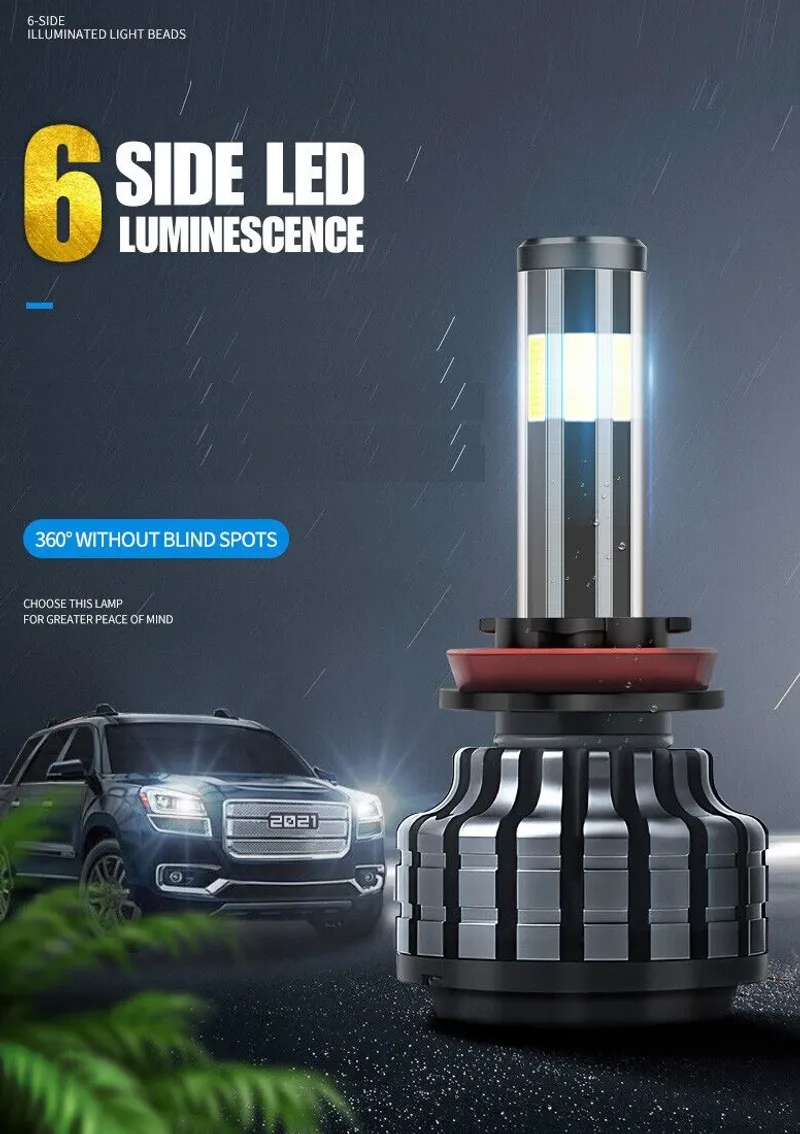 Комплект 360° градуса COB LED ЛЕД диодни крушки H7 Х7 12V 80W 16000 lm за фарове Canbus без грешки - 7