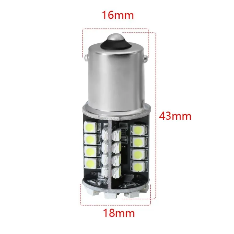 LED Лед Крушки, 44 SMD, Canbus, 1156 (P21W), 12V, Бяла Светлина - 1