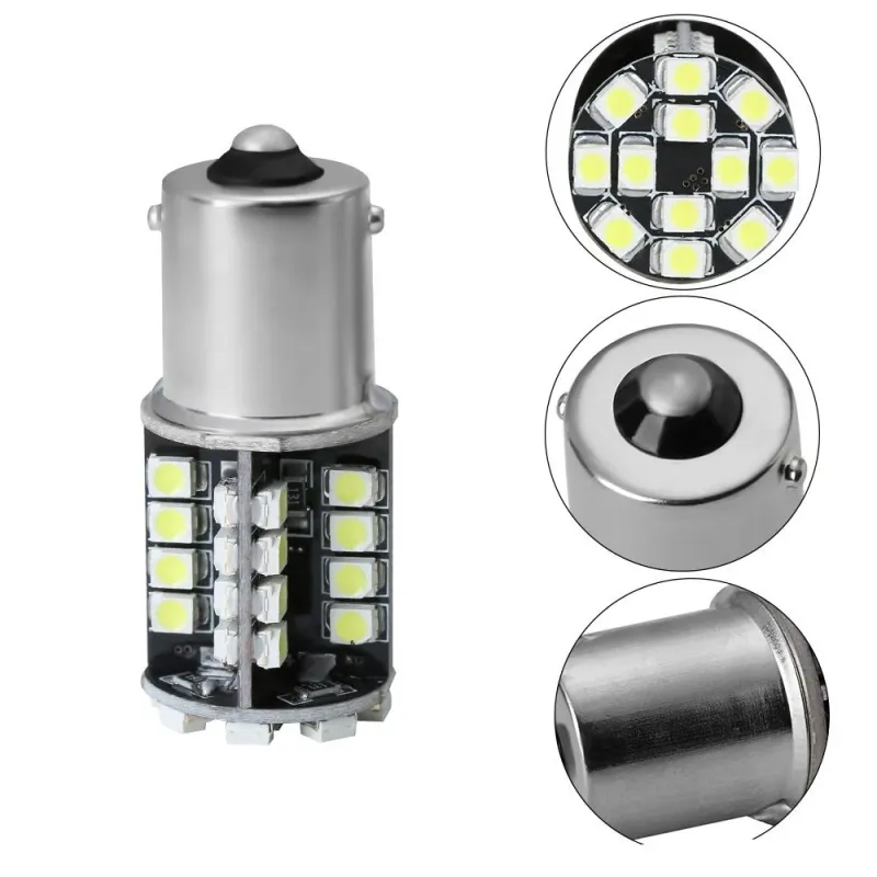LED Лед Крушки, 44 SMD, Canbus, 1156 (P21W), 12V, Бяла Светлина - 2