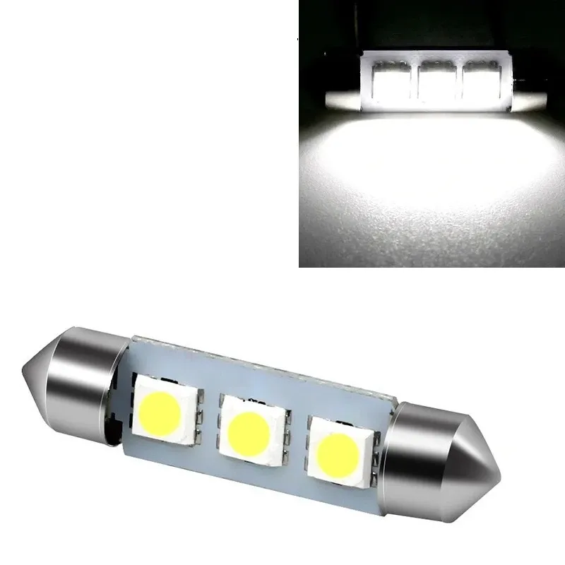 LED Лед Диодни Крушки, C5W, 3 Smd, 31mm, 12V, Бяла Светлина - 0