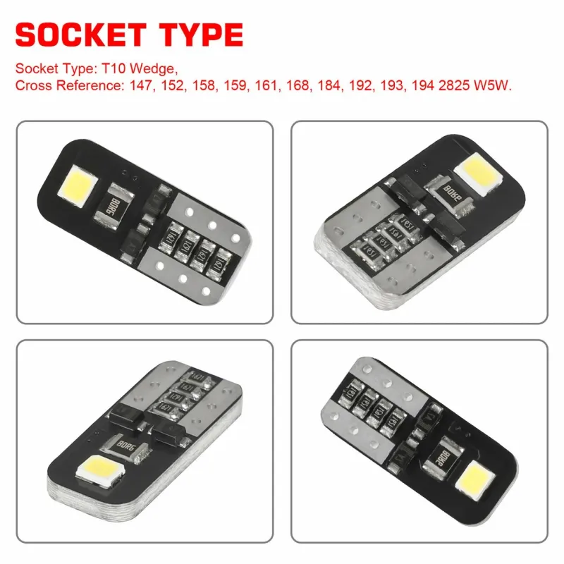 Лед Крушки За Габарит, Т10 W5W LED 2 SMD, 12V, Canbus, Бяла Светлина - 5
