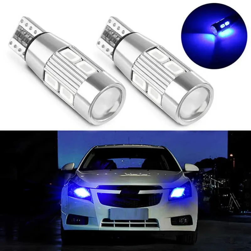 Лед Крушка За Габарит Т10 W5W LED 10 SMD, Canbus, 12V Синя Светлина - 0