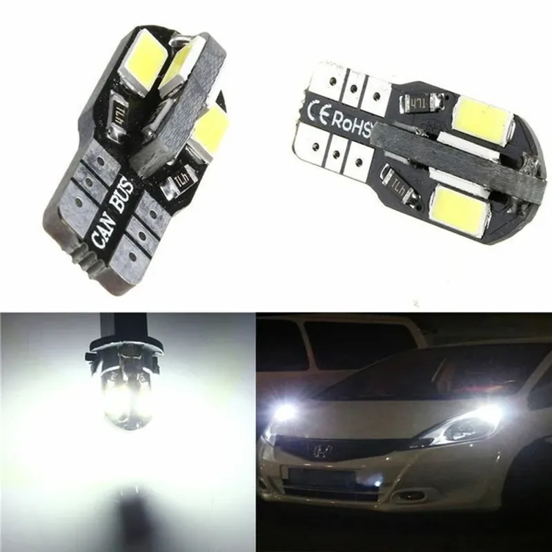 Лед Крушки За Габарит, Т10 W5W LED 8 SMD 5730, Canbus, 12V, Бяла Светлина, Error free , Без грешки - 1
