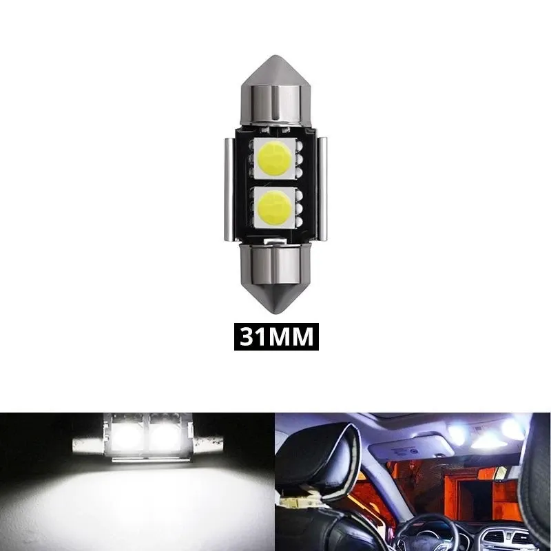 LED Лед Диодни Крушки, 2/3/4 SMD 5050 , 31мм, 36мм, 39мм, 41мм, 12V, Бяла Светлина, Canbus, Error Free, Bez Грешки - 3