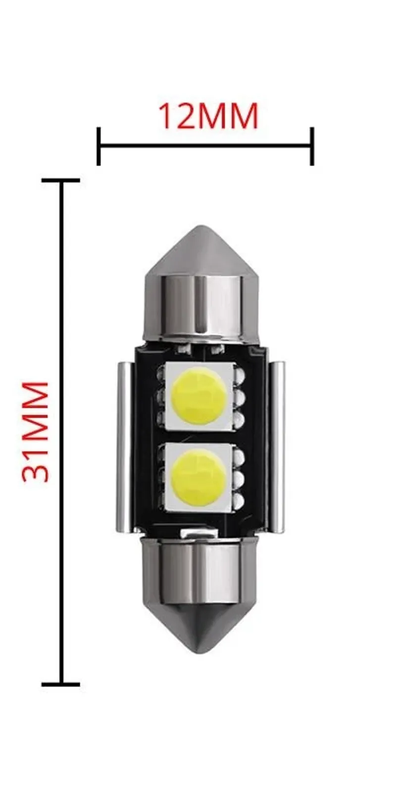 LED Лед Диодни Крушки, 2/3/4 SMD 5050 , 31мм, 36мм, 39мм, 41мм, 12V, Бяла Светлина, Canbus, Error Free, Bez Грешки - 4