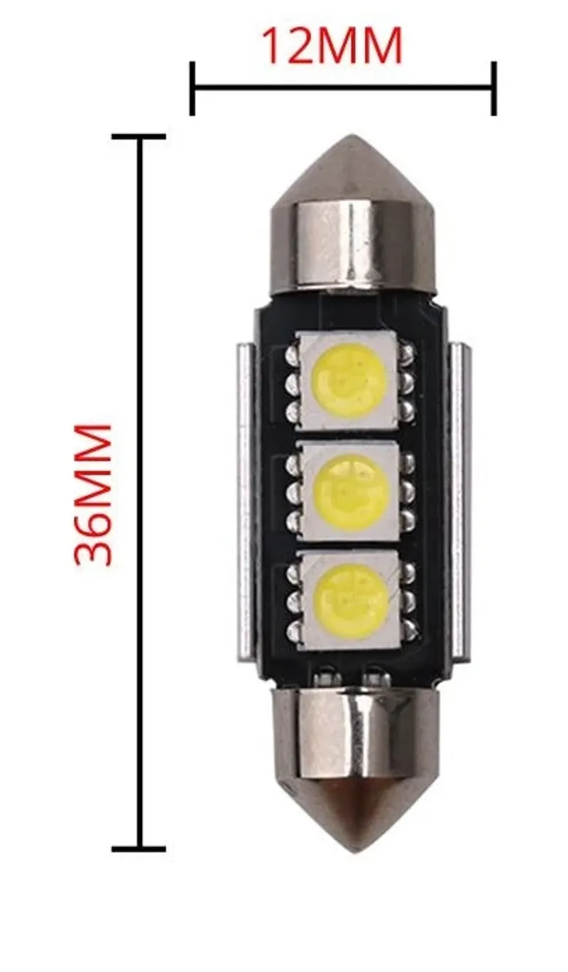LED Лед Диодни Крушки, 2/3/4 SMD 5050 , 31мм, 36мм, 39мм, 41мм, 12V, Бяла Светлина, Canbus, Error Free, Bez Грешки - 6