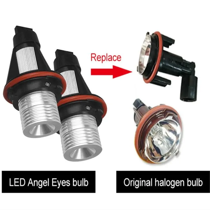 Комплект от 2 броя LED крушки Angel Eyes ангелски очи 12V-24V цвят жълт за BMW с Canbus без грешки - 6