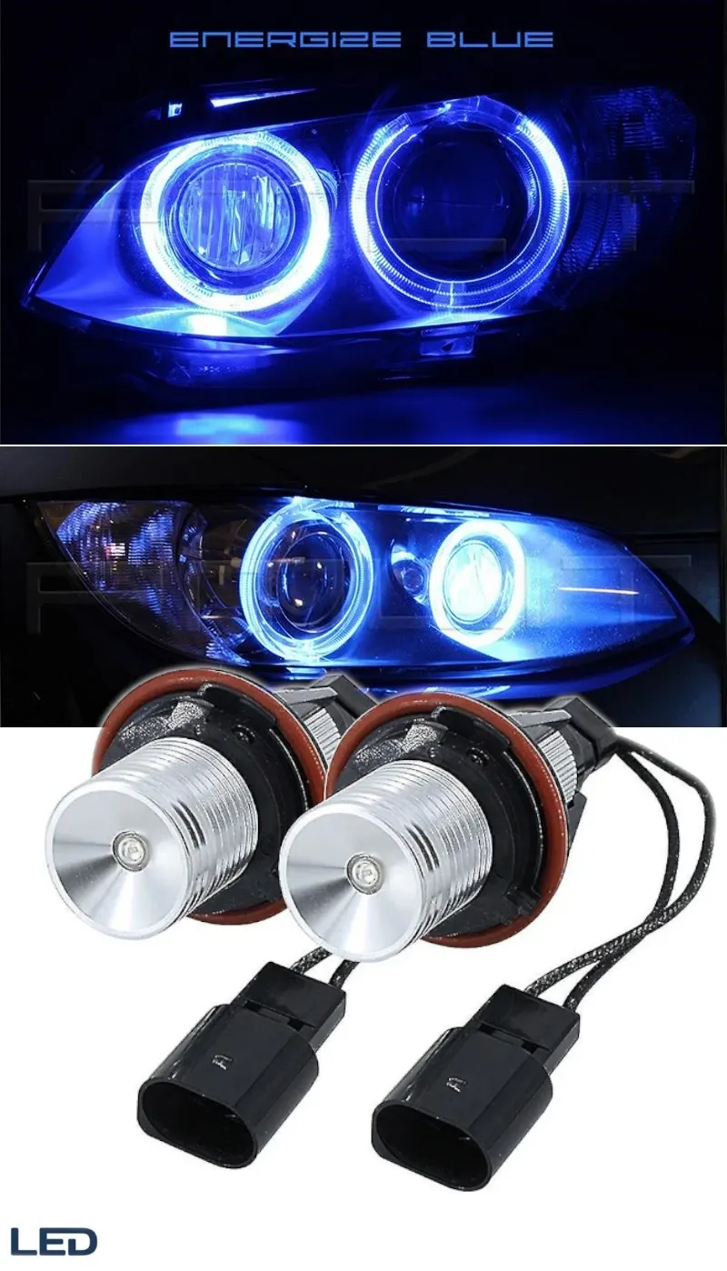 Комплект от 2 броя LED крушки Angel Eyes ангелски очи 12V-24V цвят син за BMW с Canbus без грешки - 6