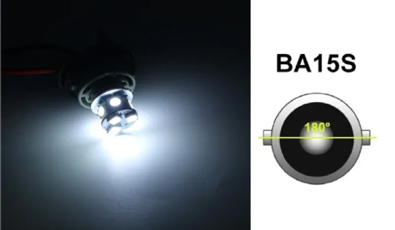 LED Лед Крушки, 22 SMD, BA15S 1156 (P21W), Срещуположни пинове (180°), Opposite, 24V, Бяла Светлина - 0