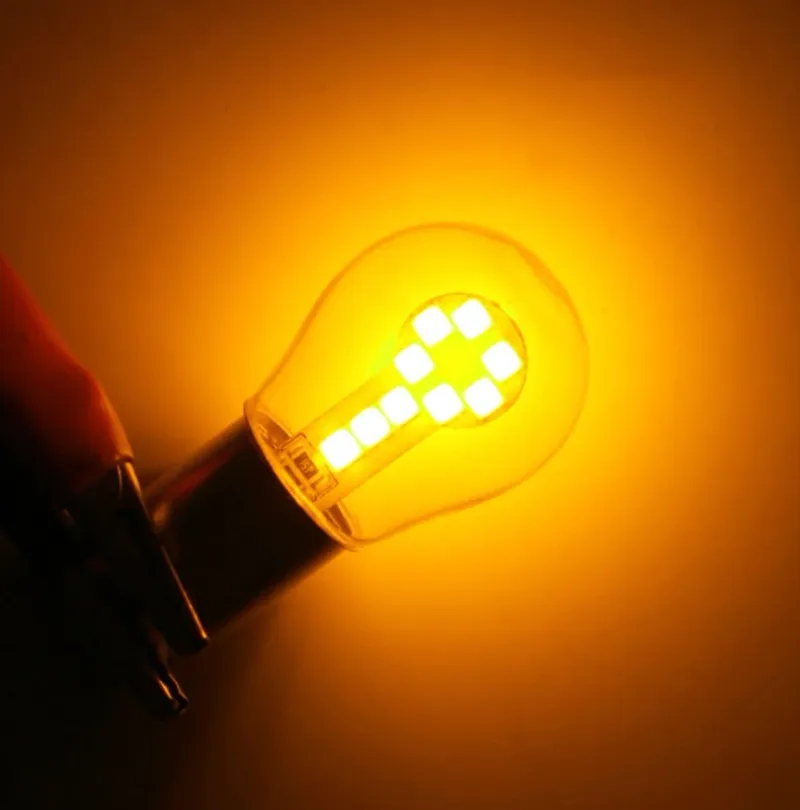 LED Лед Крушки, 18 SMD, BA15S 1156 (P21W), BAU15S 1156 (PY21W), 12V - 24V, Бяла, Оранжева, Червена, Синя Светлина - 5