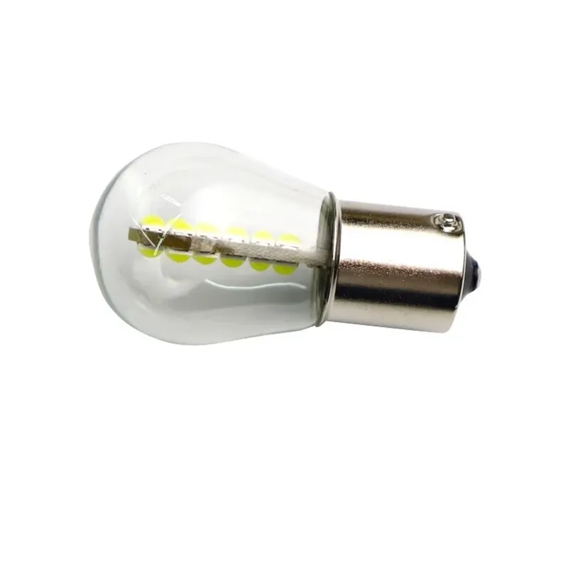 Комплект от 2 броя LED Лед Крушки 18 SMD, BA15S (P21W) 24V Бяла Бели в блистер - 1