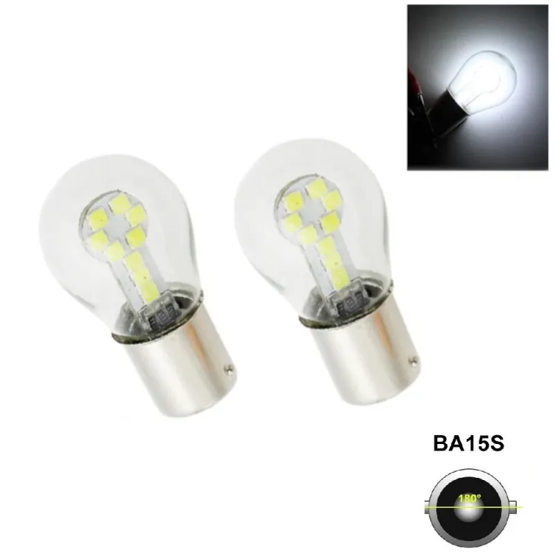 Комплект от 2 броя LED Лед Крушки 18 SMD, BA15S (P21W) 24V Бяла Бели в блистер - 4