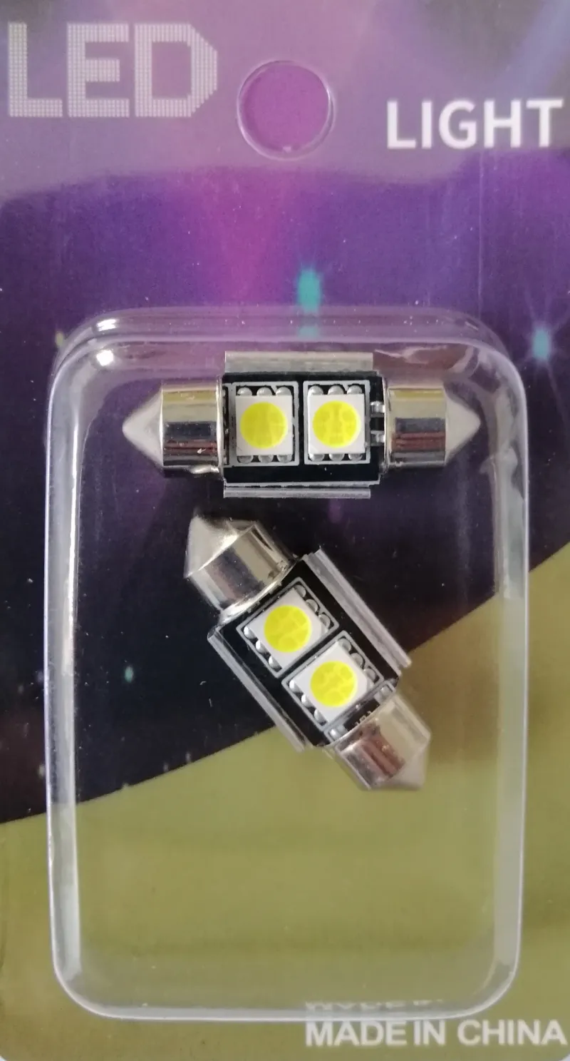 Комплект от 2 броя LED Лед Диодни Крушки 2 SMD 5050 31мм 12V Бяла Светлина Canbus Error Free Bez Грешки в блистер - 1