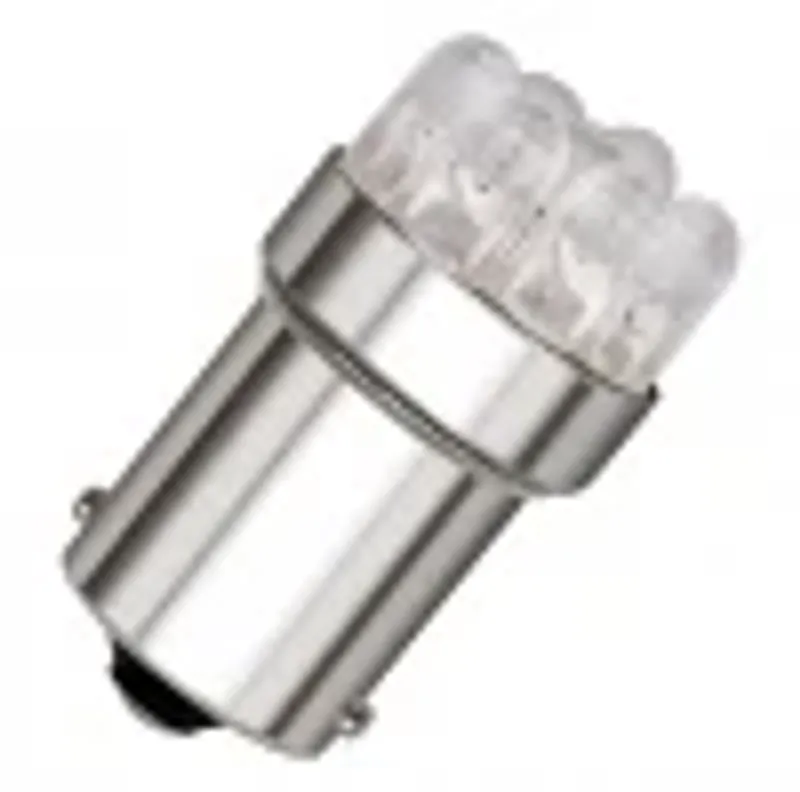 Комплект от 2 броя LED Лед Крушки за Mигач Стоп Габарит Халоген 9 LED 1156 BA15S 12V Бяла Светлина в Блистер - 0