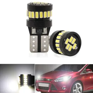 Комплект от 2 броя LED Лед Диодни Крушки За Габарит Т10 W5W 24 SMD 12V Canbus - Error free Без грешки Бяла Светлина в блистер