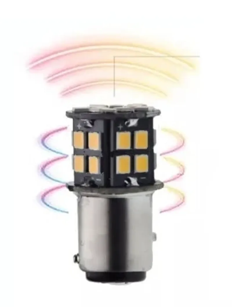 Комплект 2бр. LED Лед Крушки, 30 SMD, BA15S 1156 (PY21W), 12V, оранжева светлина canbus, срещуположни пинове (180°) - 4