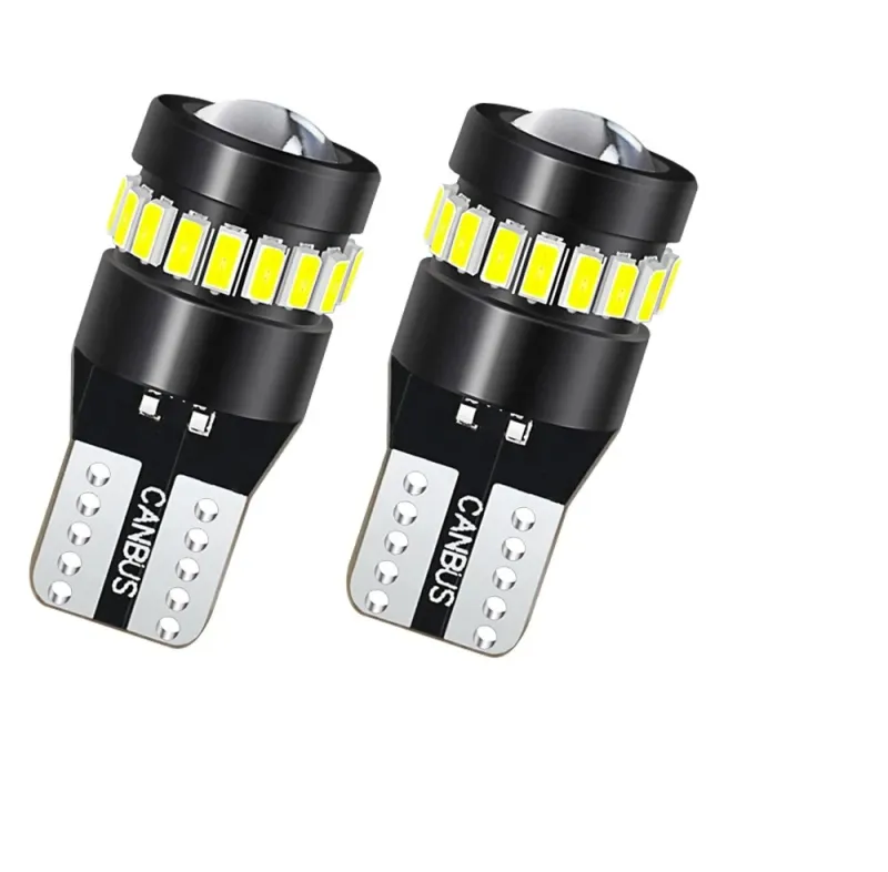 Комплект от 2 броя LED Лед Диодни Крушки За Габарит T10 W5W – 3030 + 3014 SMD, студено бяла светлина 6000K, 12–24V, CANBUS без грешки - 5