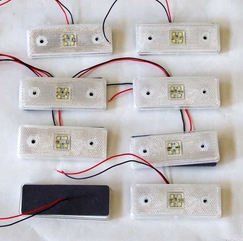 24V Диоден 4 LED ЛЕД Маркер габарит токос светлина за камиони бус ван ремарке каравана - 110 мм х 40 мм - бял MAR032 - 3