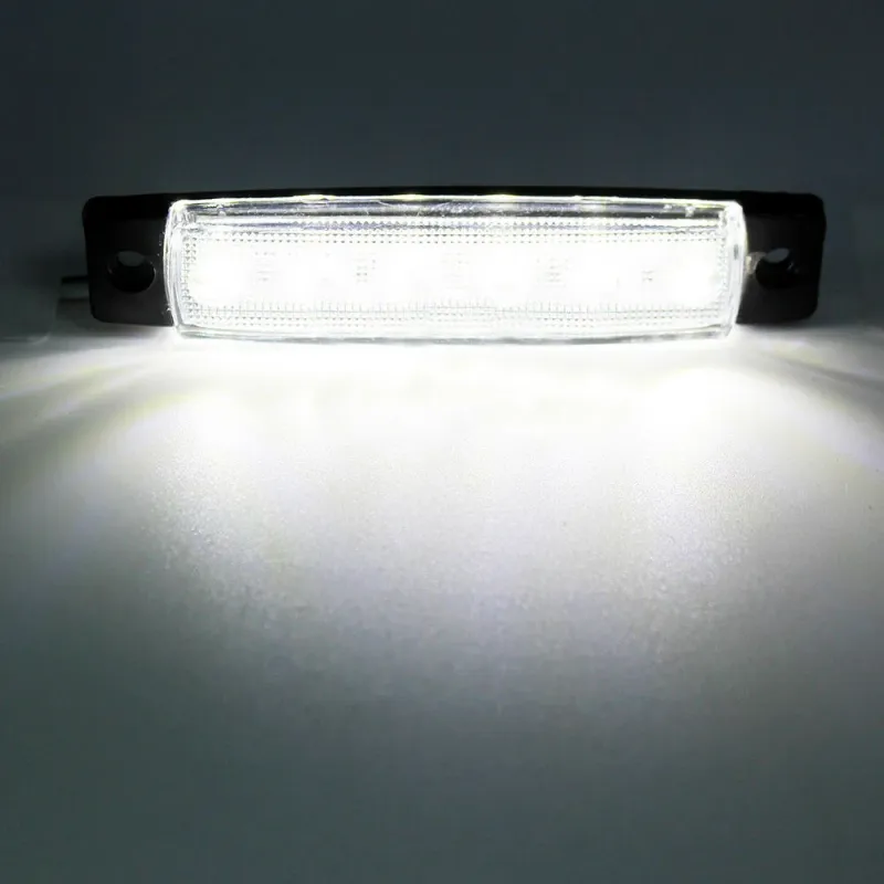 Светодиоден Маркер, габарит, токос, рибки, рибка, светлина със 6 LED ЛЕД за камион, бус, ван, ремарке, каравана, платформа 12V бял - 0