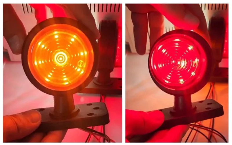 LED габарит маркер тип рогче 12V-24V, оранжево-червено - за ремаркета, платформи, камиони и др. - 1