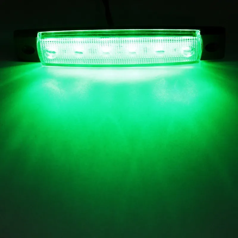 Светодиоден Маркер, габарит, токос, рибки, рибка, светлина със 6 LED ЛЕД за камион, бус, ван, ремарке, каравана, платформа, 12V зелен, зелени - 1