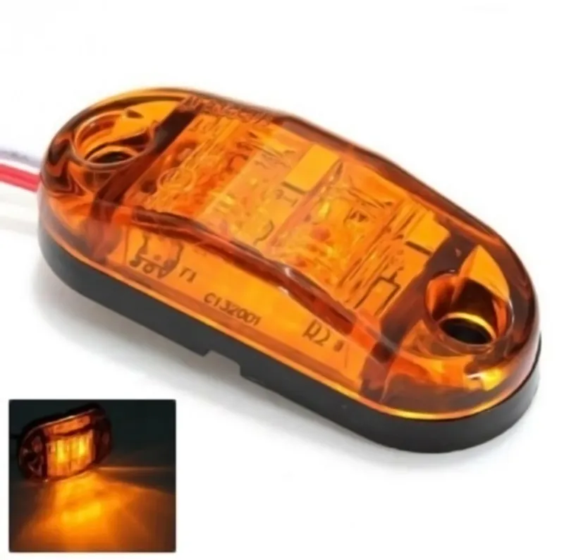 1 Брой 12V Оранжев Led Лед Диоден Маркер Габарит Токос за Бус Камион Ремарке - 3