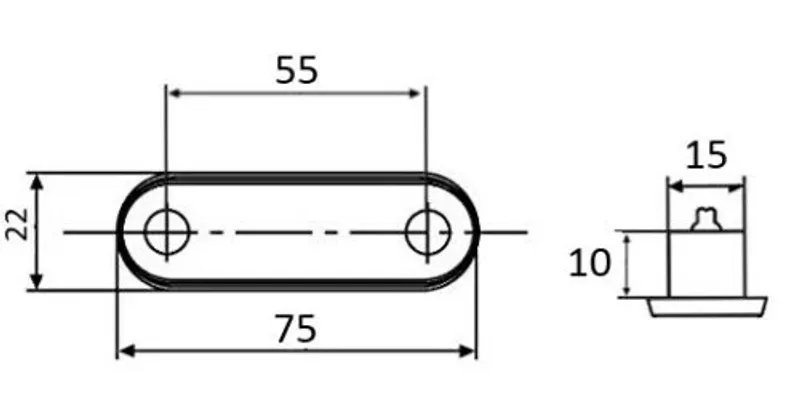LED Светодиоден Габарит, Маркер, Токос, С Гума, Червен Цвят, Овален, Е-Mark, 12V, 7,5 см - 1