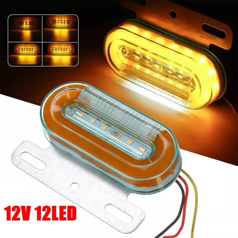 Лед LED Диоден Маркер Габарит Индикатор 12V Бягаща Оранжева светлина - Бял За Камион Бус Ван Ремарке Каравана Платформа - 3
