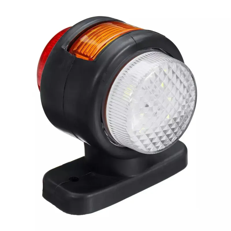 Комплект от 2 броя LED ЛЕД светодиодни габарити токоси рогче рогчета 12V-24V с три светлини бяла-жълта-червена - 1