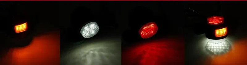 Комплект от 2 броя LED ЛЕД светодиодни габарити токоси рогче рогчета 12V-24V с три светлини бяла-жълта-червена - 7