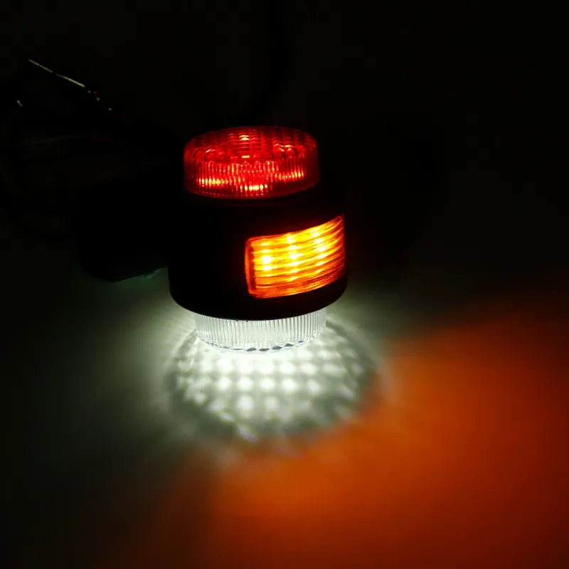 Комплект от 2 броя LED ЛЕД светодиодни габарити токоси рогче рогчета 12V-24V с три светлини бяла-жълта-червена - 0