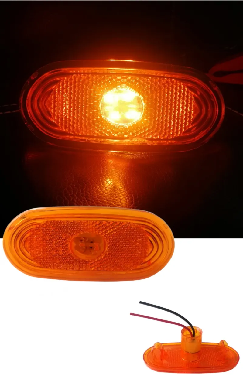 LED ЛЕД светодиоден габарит маркер токос жълт оранжев с 4 диода 12V за Мерцедес Спринтер Фолксваген Крафтер MERCEDES SPRINTER VW CRAFTER - 2