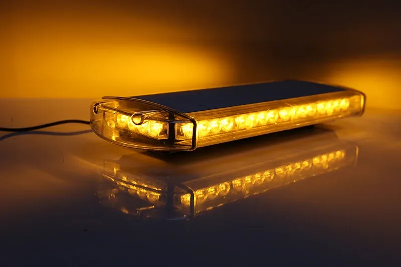 12V 24V Лед Led Диодна Мощна Аварийна Сигнална Лампа Буркан с Магнит 55см 10 режина Бяло Стъкло За Пътна Помощ Платформа Снегорин и др. - 3