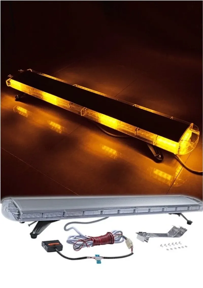 12V 24V Лед Led Диодна Мощна Аварийна Сигнална Лампа Буркан с Магнит 130 см 10 режина Бяло Стъкло За Пътна Помощ Платформа Снегорин и др. - 2