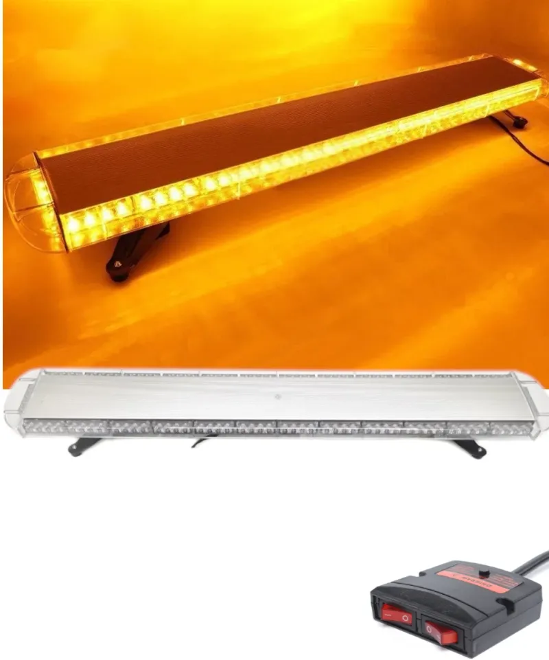 12V 24V Лед Led Диодна Мощна Аварийна Сигнална Лампа Буркан 140 см 10 режина Бяло Стъкло За Пътна Помощ Платформа Снегорин и др. - 0