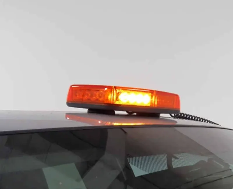 12V 24V Лед Led Диодна Мощна Аварийна Сигнална Лампа Буркан с Магнит 15 режима Оранжево Стъкло За Пътна Помощ Платформа Снегорин и др. - 12