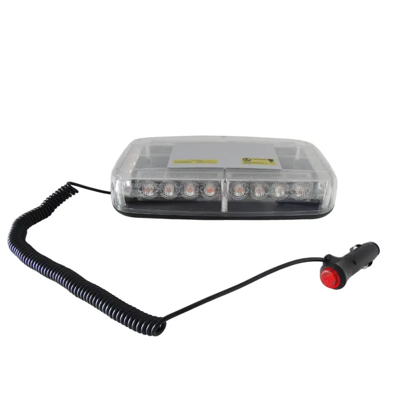 12V 24V Лед Led Диодна Мощна Аварийна Сигнална Лампа Буркан с Магнит 15 режима Бяло Стъкло За Пътна Помощ Платформа Снегорин и др. - 12