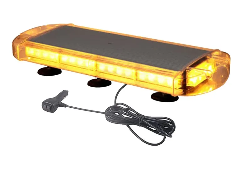 55 см 40 LED ЛЕД мощна аварийна диодна сигнална лампа блиц с магнити 12-24V 10 режима на работа жълта оранжева светлина E-Mark Е9 за пътна помощ платформа снегорин багер и др. - 0