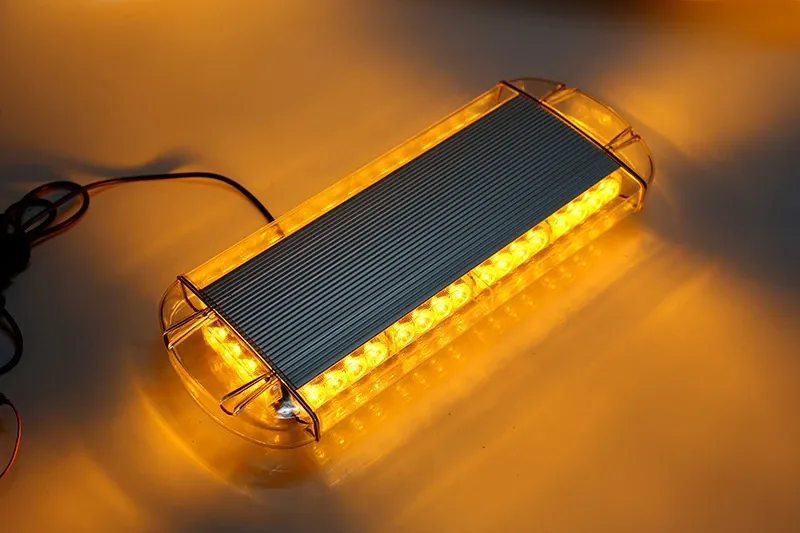 55 см 40 LED ЛЕД мощна аварийна диодна сигнална лампа блиц с магнити 12-24V 10 режима на работа жълта оранжева светлина E-Mark Е9 за пътна помощ платформа снегорин багер и др. - 6