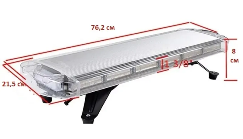 76.2 см 56 LED ЛЕД мощна аварийна диодна сигнална лампа блиц 12-24V 15 режима на работа жълта оранжева светлина E-Mark Е9 за пътна помощ платформа снегорин багер и др. - 7