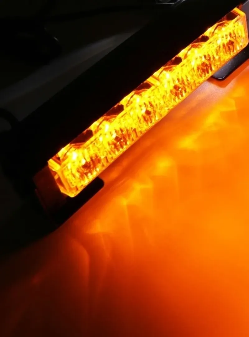 Комплект 2 Броя по 17 cm Сигнална Аварийна Блиц Маяк Led Бар Лампа За Пътна Помощ Платформа 12V-24V 14 режима - 5
