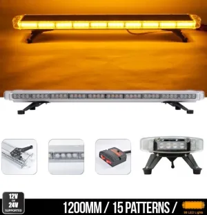 Мощна аварийна сигнална лампа 120см 88 LED ЛЕД блиц маяк буркан лед бар 12-24V със 15 режима на работа жълта за пътна помощ платформа снегорин багер бус ван и др.