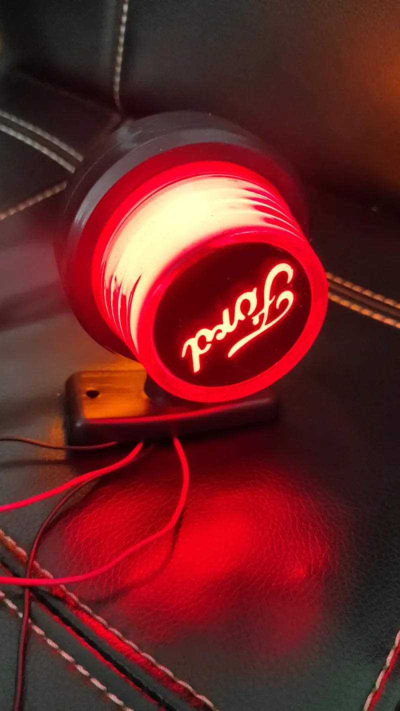 1 брой LED ЛЕД страничен габарит рогче 12 -24V оранжево - червено “old school” Неон Ефект с лого FD - 3