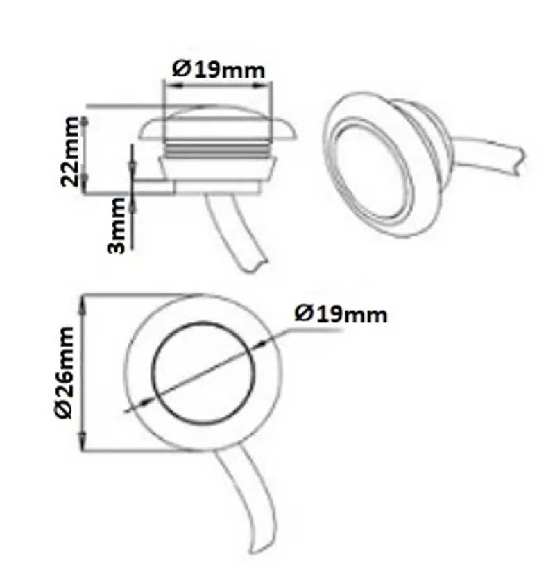 Бял LED Габарит, Тип Копче, Маркер, Токос - 12V - 1